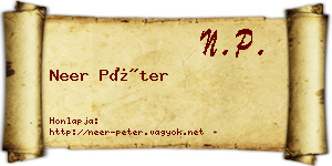 Neer Péter névjegykártya